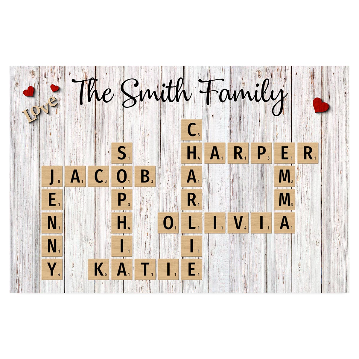Family Love Crossword Puzzle Art - Personalized Poster - Christmas Gift For Family, Dad, Mom, Brother, Sister