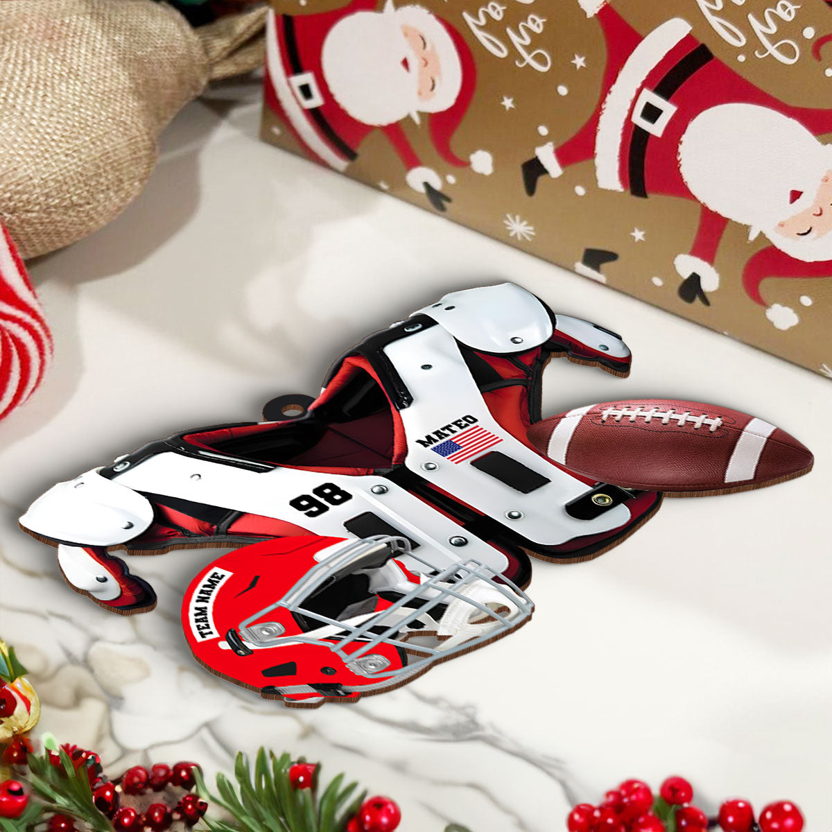 American Football Shoulder Pads Personalized Money Gift Card Holder Ornament, Christmas Unique Gift For Football Player, Football Lover