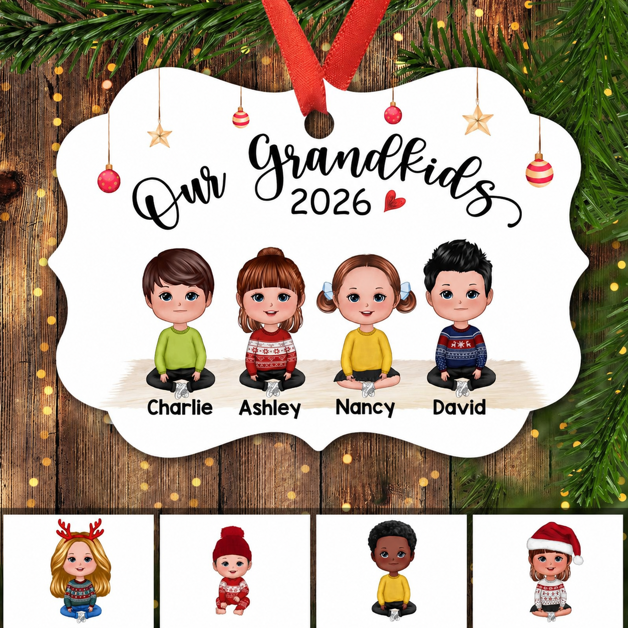 Our Grandkids Doll Styles Gift For Grandparents Personalized Christmas Ornament