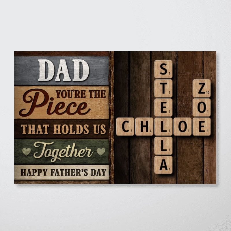 Colored Wood Pallet Dad You Are The Piece That Holds Us Together Crossword Puzzle Art Personalized Poster