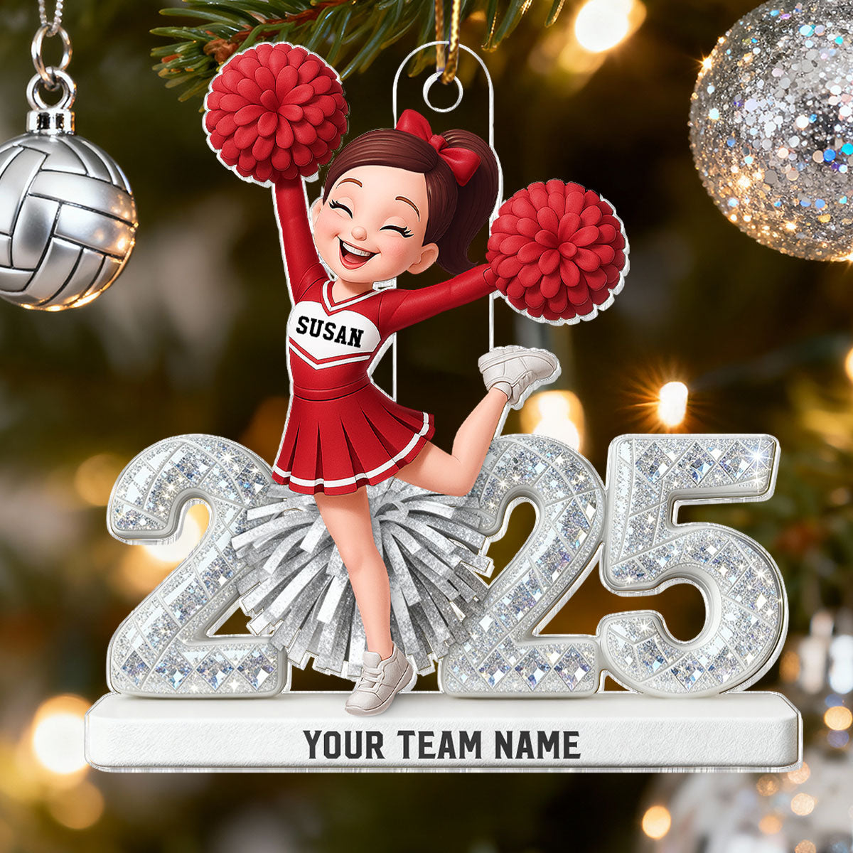 3D Shining Effect Cheerleader - Personalized Acrylic Car Hanger - Gift For Cheerleaders