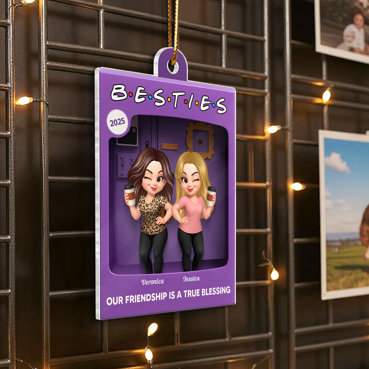 [BUY 2 GET 1 FREE] Besties Personalized Acrylic Ornament - Purple Toy Box Style Christmas Gift