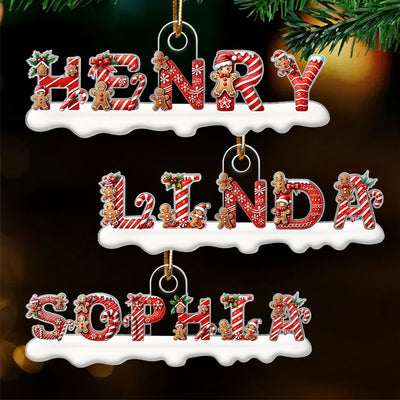 Candy Cane Alphabet - Personalized Acrylic Ornament - Christmas Tree Decor