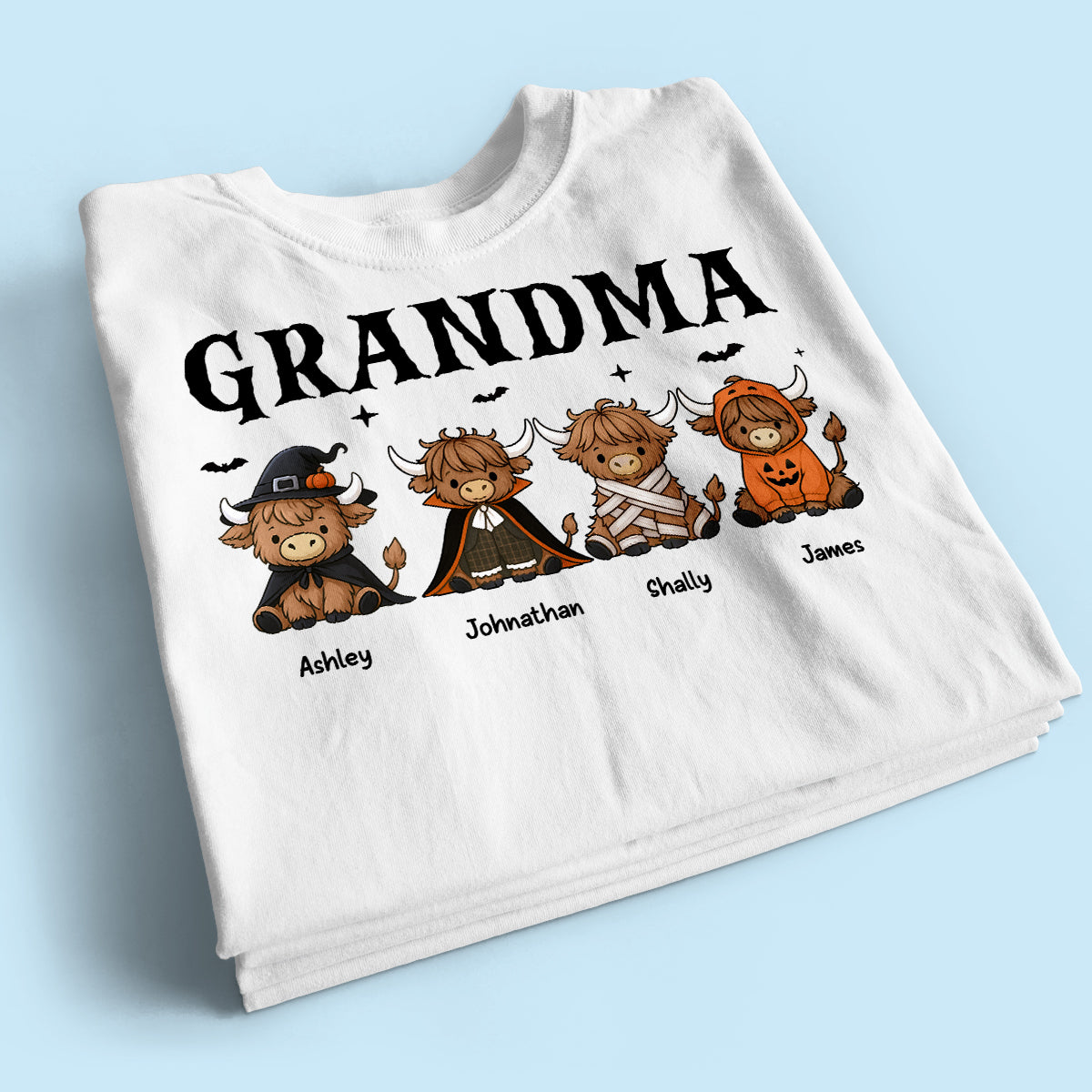 Halloween Highland Cow Grandma Personalized Shirt