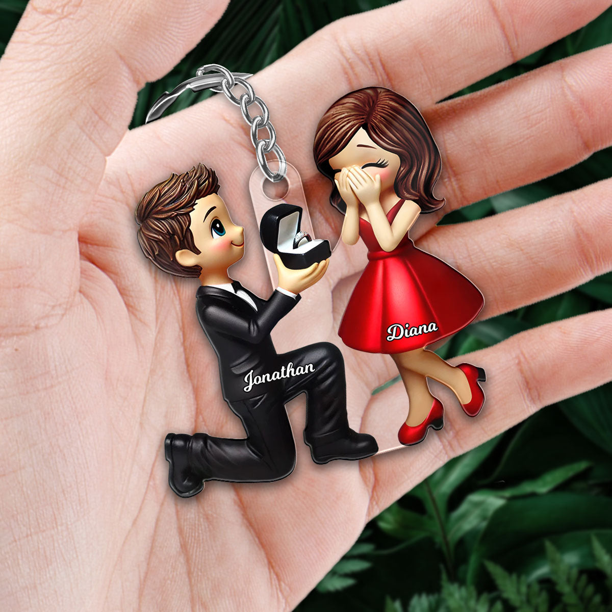 Personalized Newly Engaged Gift, She Said Yes Acrylic Flat Keychain, Custom Just Engaged  Gifts for Couples