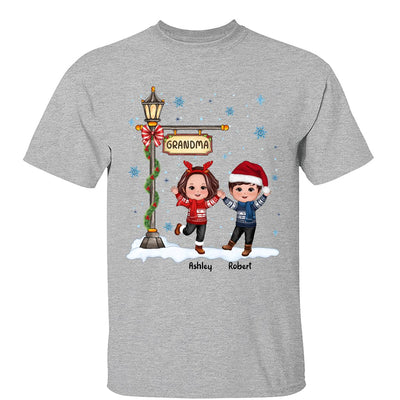 Happy Christmas Doll Kids Under Lamp Post Personalized Shirt