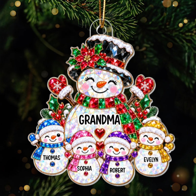 Grandma's Little Snowmen - Personalized Acrylic Ornaments - Christmas Gift For Grandma, Grandkids