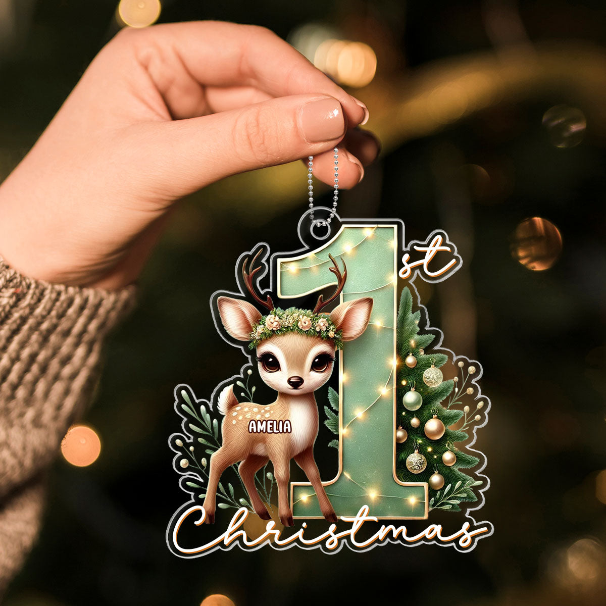 Baby's First Christmas Realistic Cute Animal Personalized Acrylic Ornament, Unique Christmas Gift For New Born New Parent