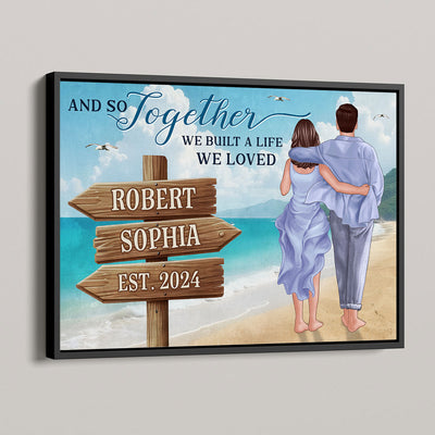 Couple Embracing And Walking On The Beach Personalized Poster, Heartfelt 2025  Gift For Couple, For Him, For Her, Boyfriend, Girlfriend, Husband, Wife