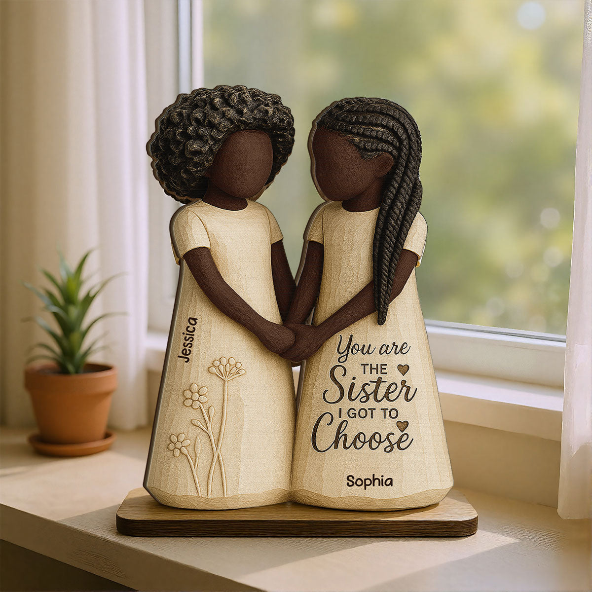African American Besties You Are The Sister I Got To Choose - Personalized 2-Layered Wooden Plaque - Meaningful Gift For Best Friend