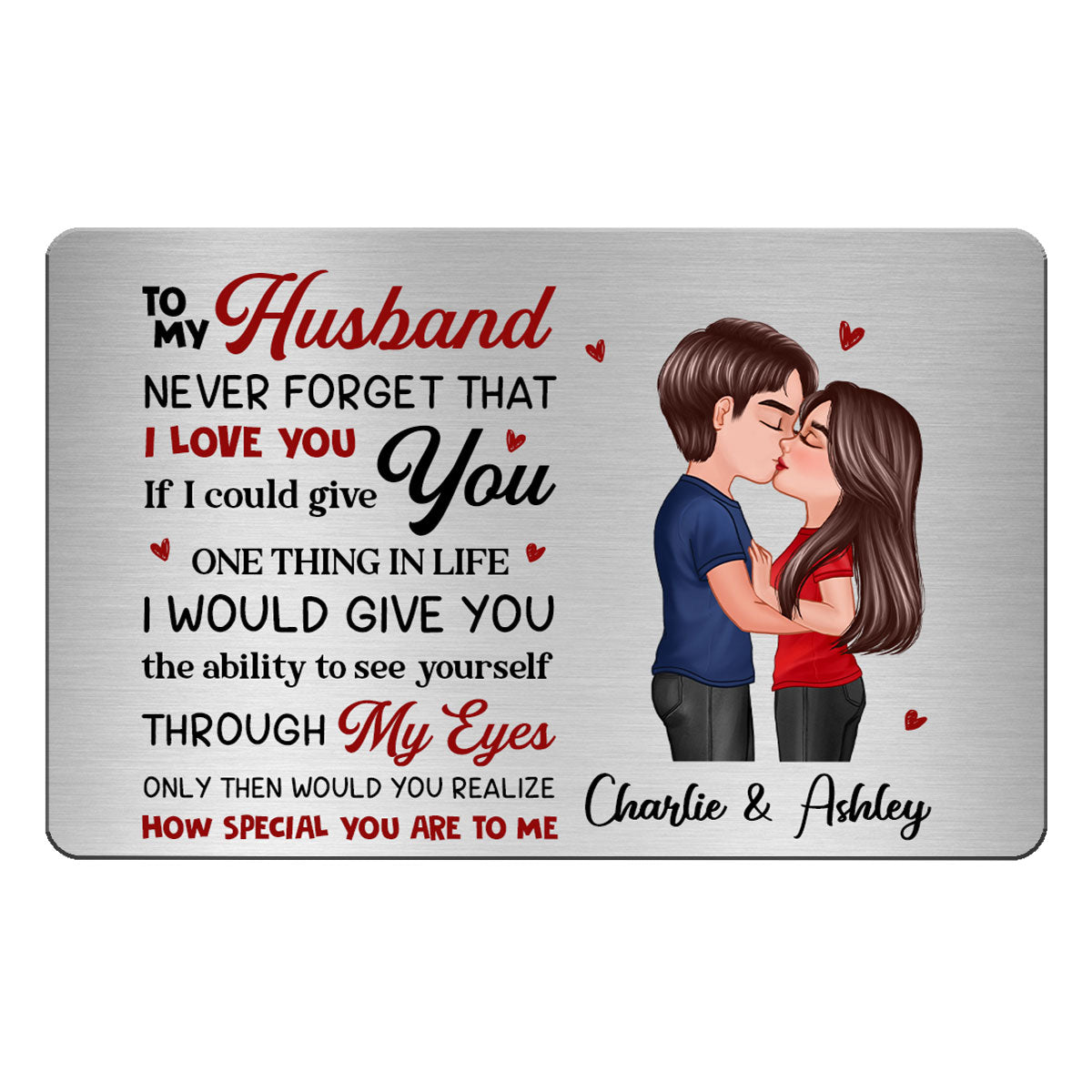 To My Husband Couple Couple Kissing Wallet Insert Personalized Metal Wallet Card