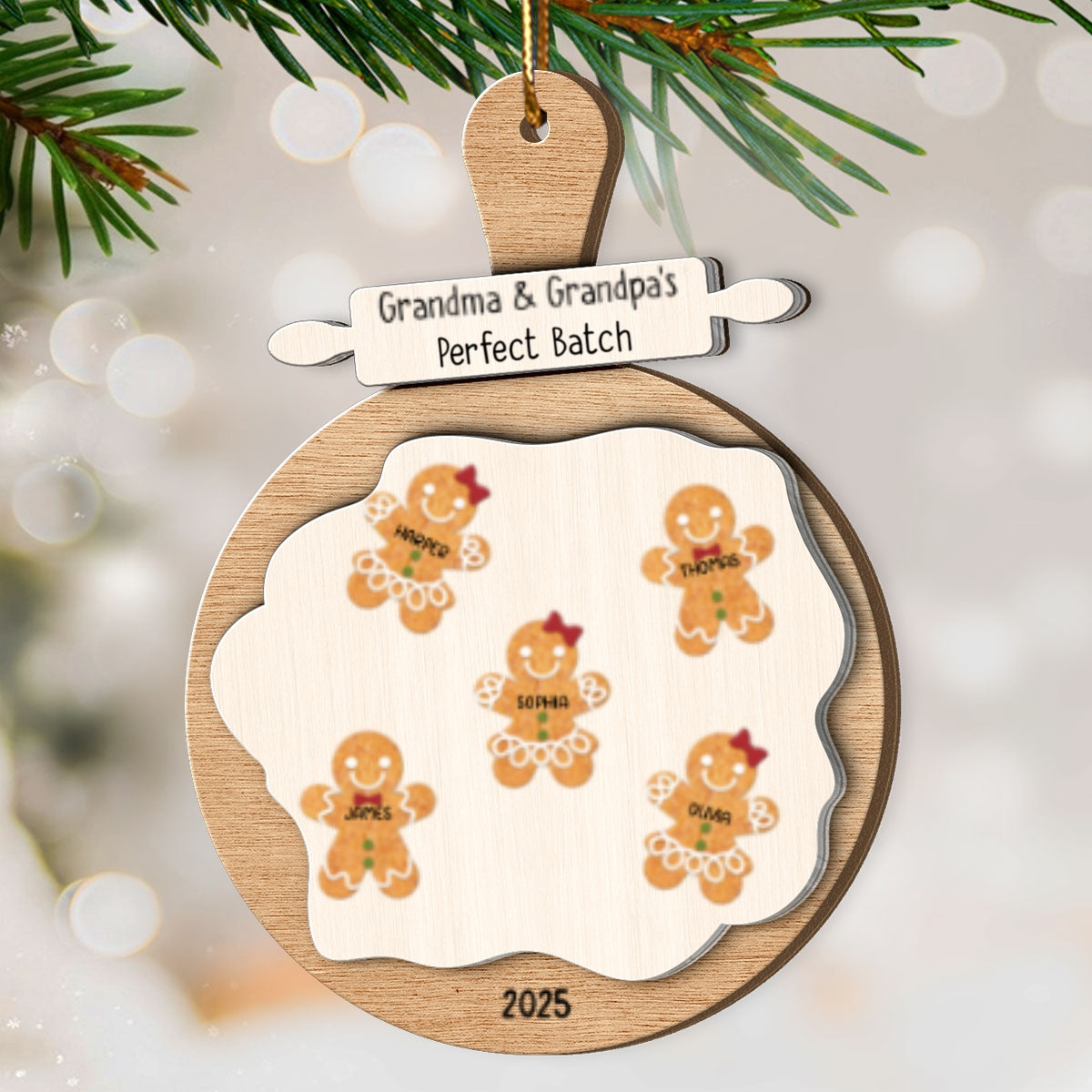 Gingerbread Cookie Perfect Batch - Personalized Spinning Charm Ornament