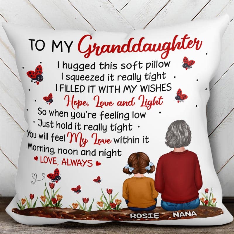 Lady Bug To My Granddaughter Grandson Gift For Grandchildren Personalized Pillow