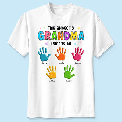 Belongs To Hand 3D Effect Colorful Handprints Personalized Shirt