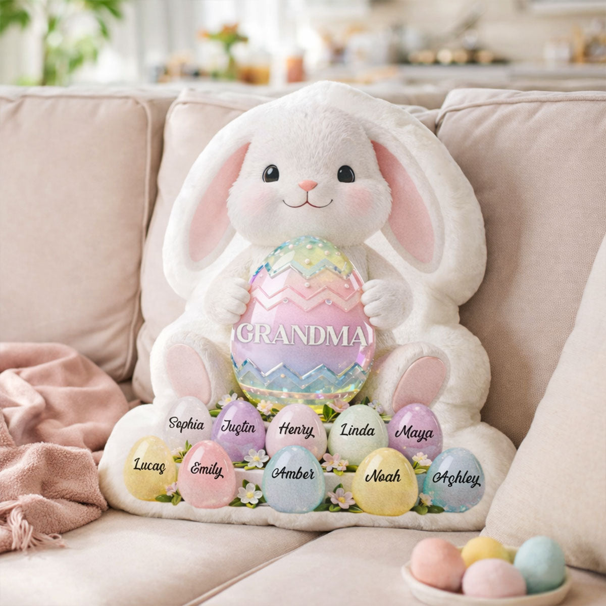 Bunny Grandma Easter - Personalized Custom Shaped Pillow - Easter Decor for Grandma