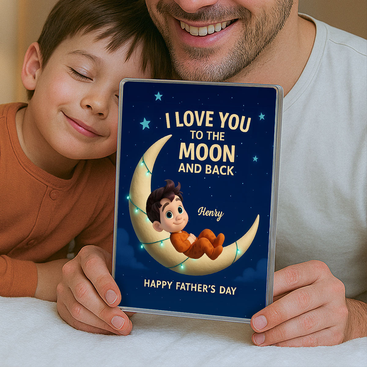 I Love You to the Moon and Back Personalized Acrylic Block Plaque, Father's Day Gift for Dad