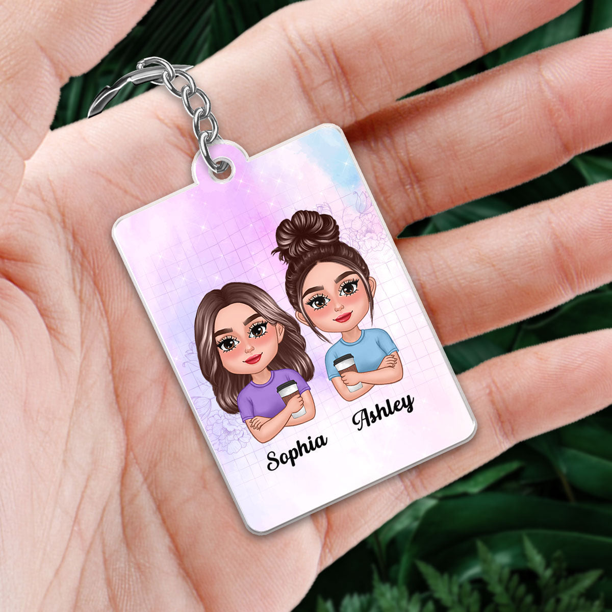 Pretty Doll Trouble Together Personalized Acrylic Keychain