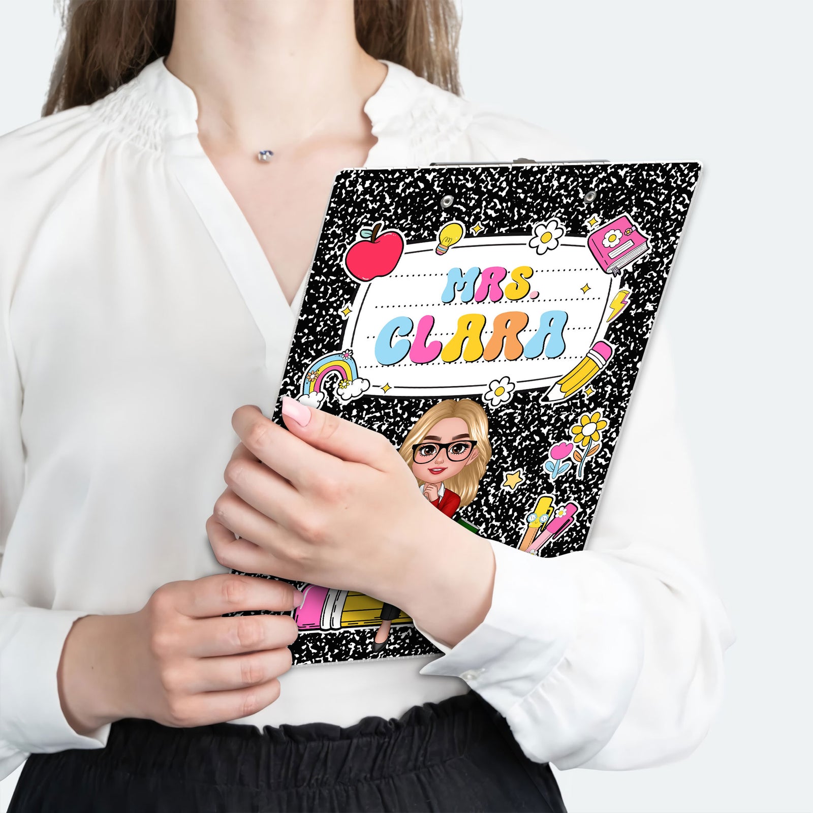 Teacher Composition Book Pattern Personalized Clipboard| Gift For Teacher, Back To School Gift