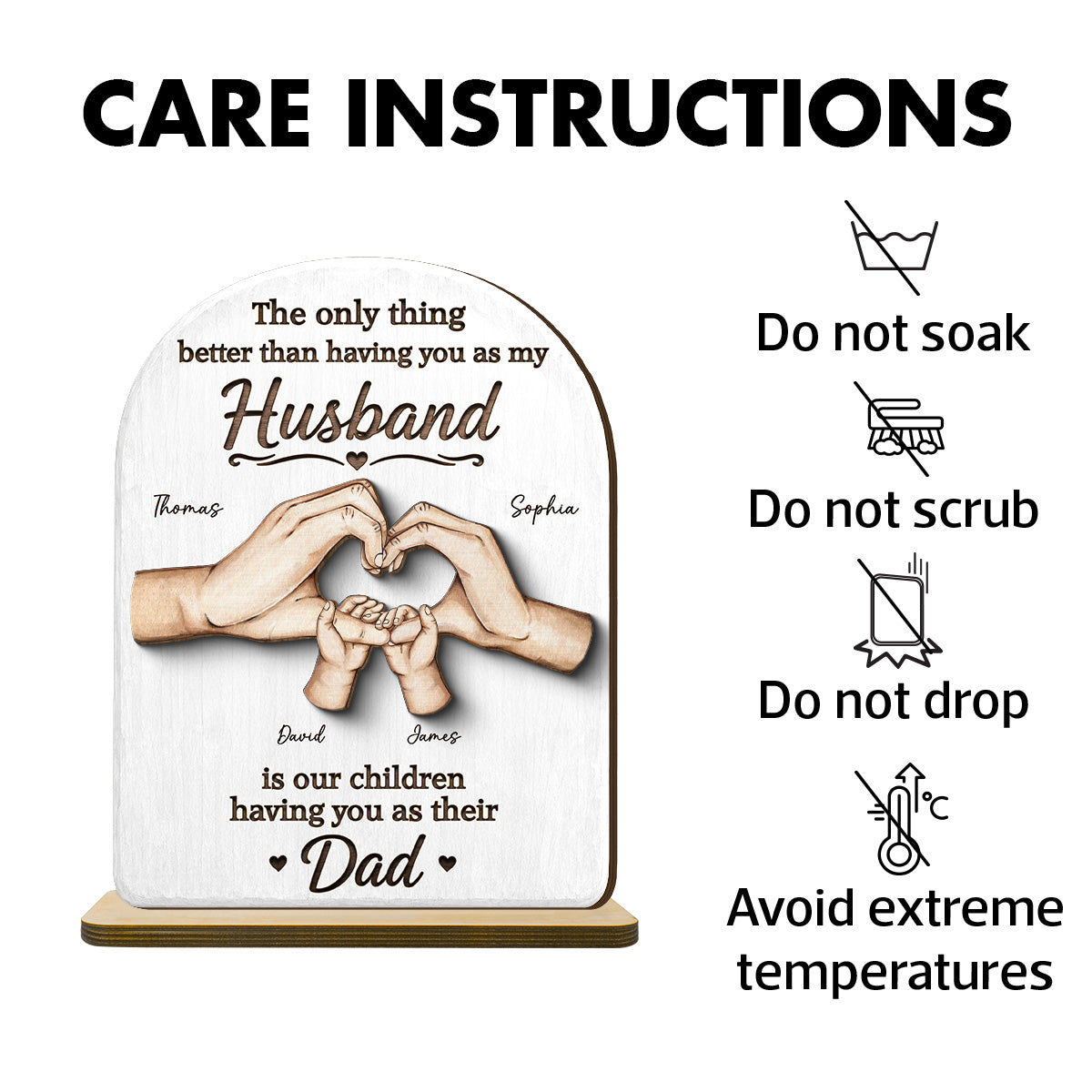 The Only Thing Having You As My Husband Family Hands - Personalized 2-Layered Wooden Plaque - Father's Day Gift For Husband