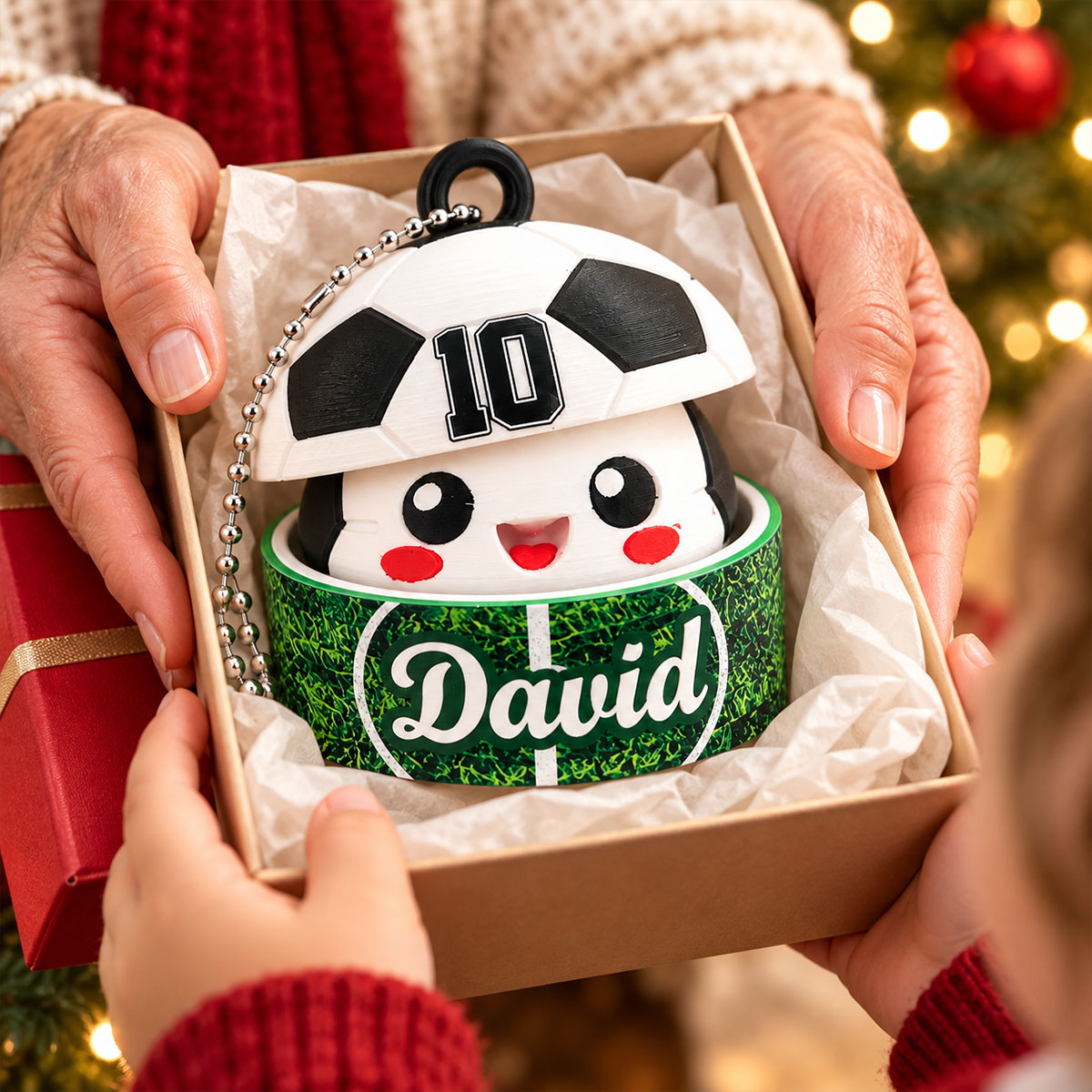 Custom Soccer Cute Dumpling - Personalized 3D Printed Soccer Figurine Ornament - Christmas Gift for Daughter, Son, Grandkids