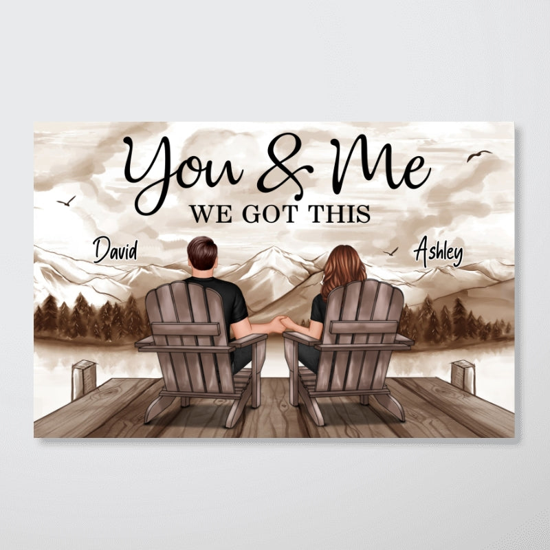 Retro Vintage Mountain Landscape Personalized Poster, Anniversary Gift For Couple, Gift For Him, Gift For Her