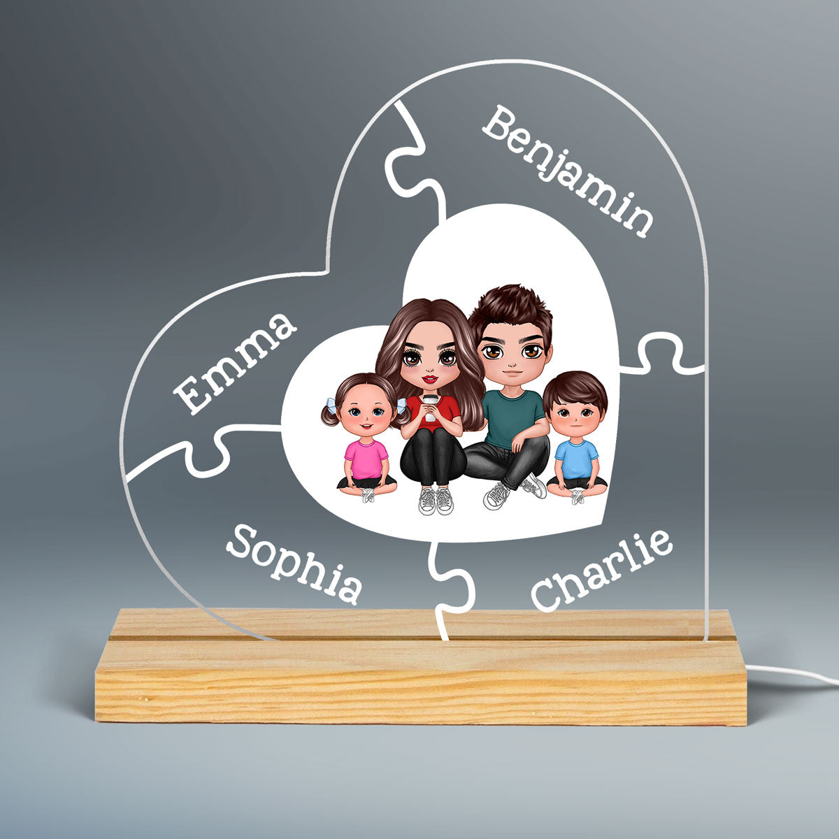 Together We Make A Family Personalized Acrylic Custom Shape LED Lamp Night Light