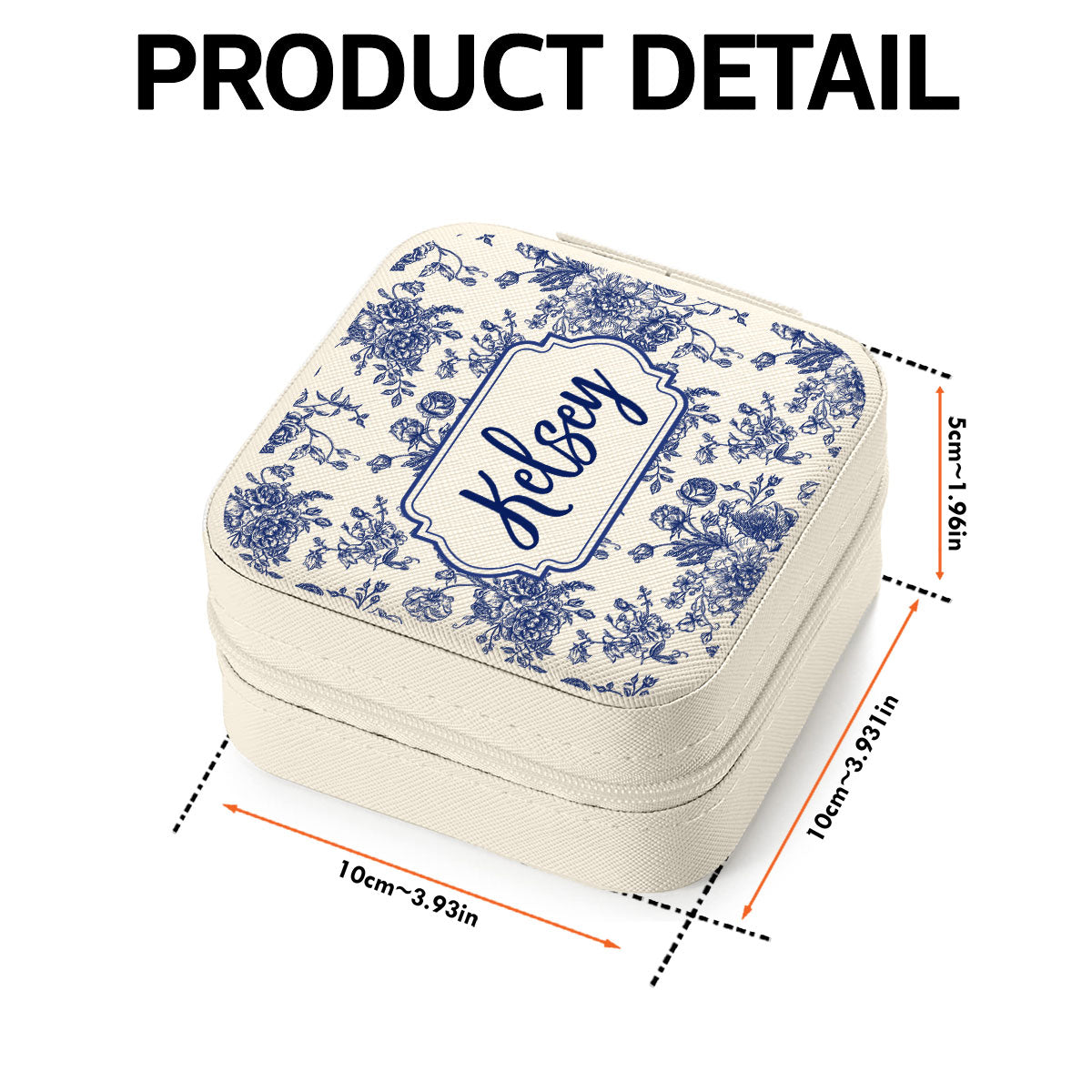 Chinoiserie Pattern Custom Name Gift for Women Friends Teen Birthday Gift Travel Case Personalized Jewelry Box