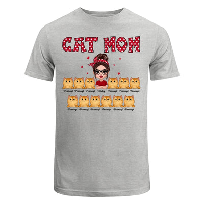 Polka Dot Pattern Doll Cat Mom Personalized Shirt