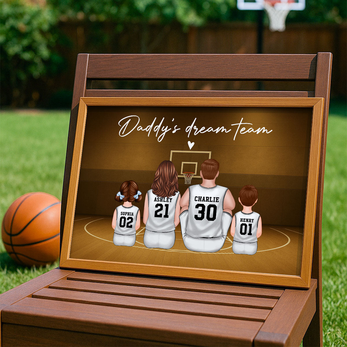 Retro Vintage Basketball Family Daddy's Dream Team Personalized Poster| Heartfelt Father's Day Gift For Dad