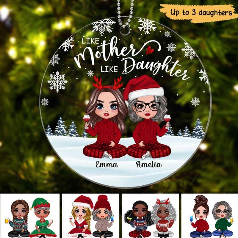 Doll Mother And Daughters Personalized Acrylic Ornament