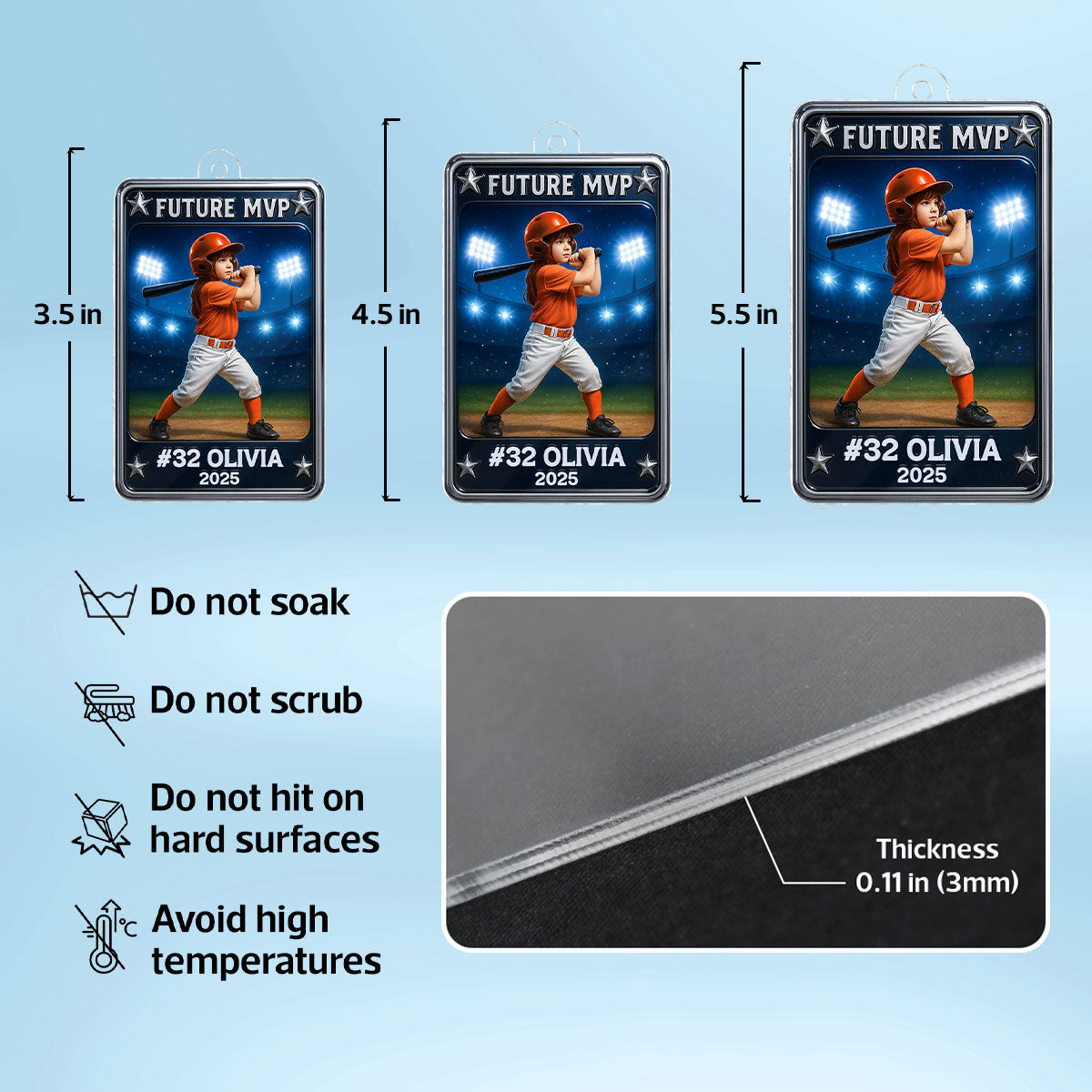 Future MVP Baseball Softball Card - Personalized Acrylic Ornament - Christmas Gift for Sons, Daughters, Grandkids