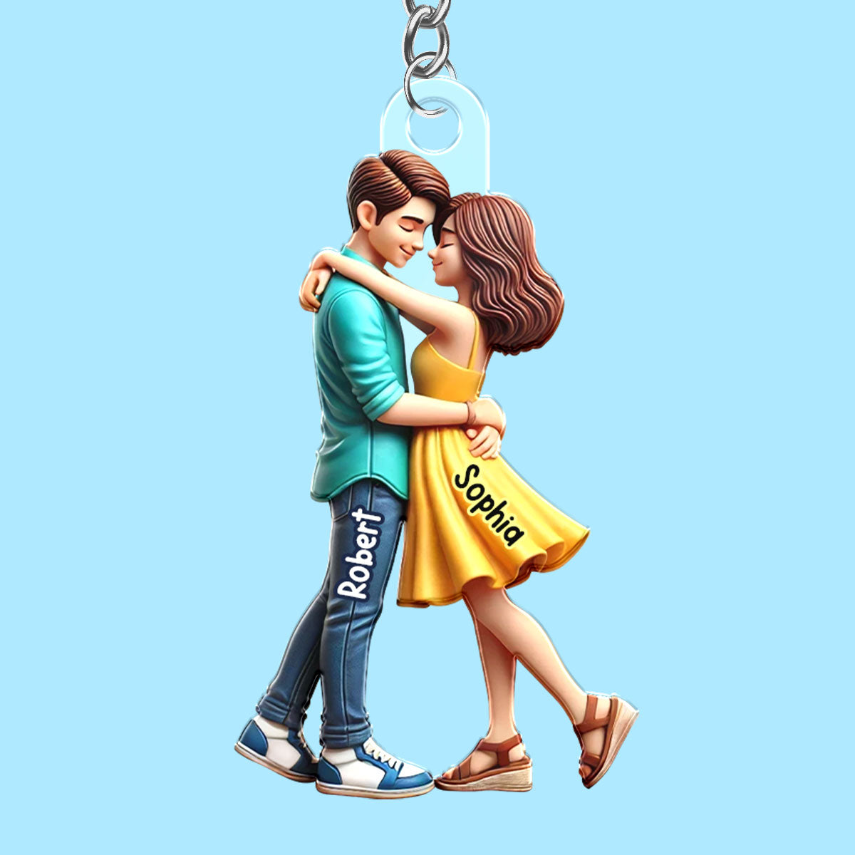 3D Effect Couple Hugging Personalized Acrylic Keychain, Heartfelt  Gift For Couple, For Him, For Her, Boyfriend, Girlfriend, Husband, Wife