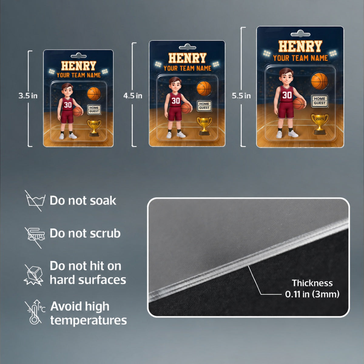 Basketball Player Custom Figure 3D Effect - Personalized Acrylic Ornament - Christmas Gift for Son, Daughter, Grandkids