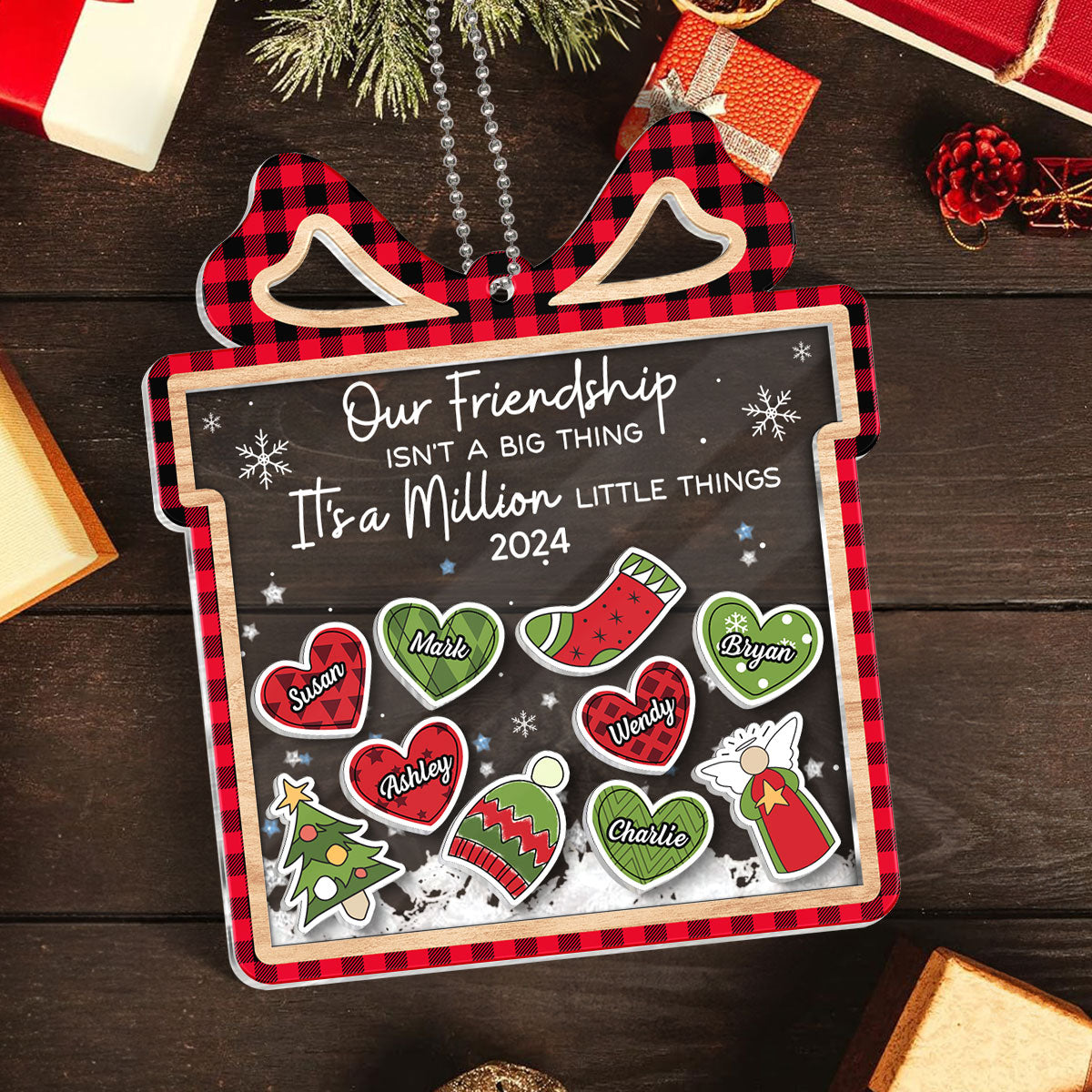 Our Friendship Is A Million Little Things Personalized Shaker Ornament, Christmas Gift For Besties, Best Friends, BFF