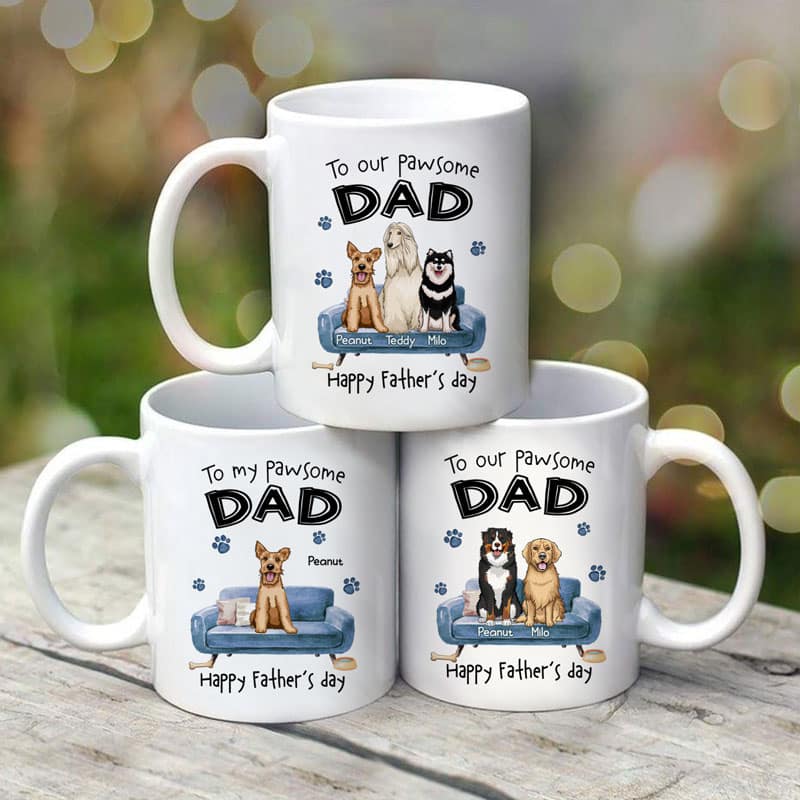 To Pawsome Dog Dad Happy Father's Day Personalized Mug