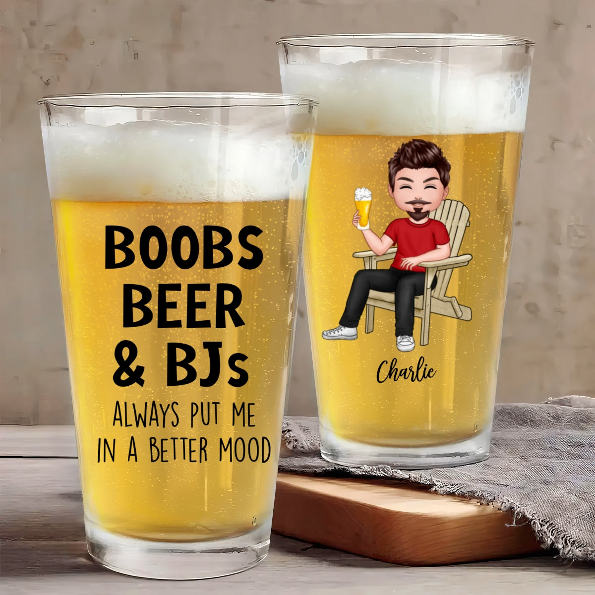 Boobs Beer Always Put Me In A Better Mood Funny Gift For Husband Personalized Beer Glass