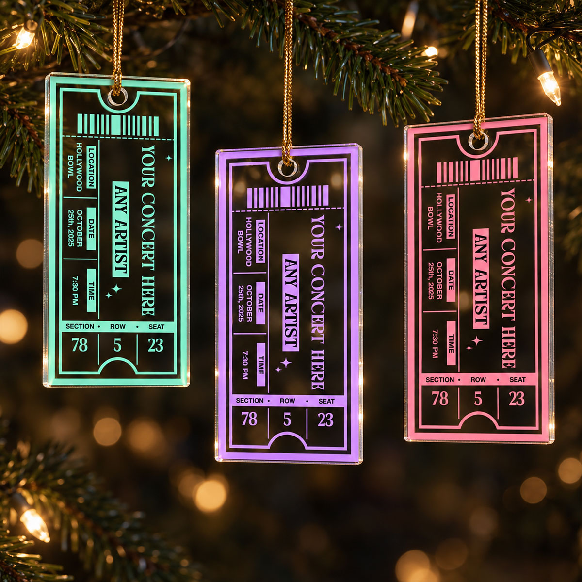 Concert Ticket - Personalized Acrylic Ornament - Music Keepsake, Gift for Couple or Friend