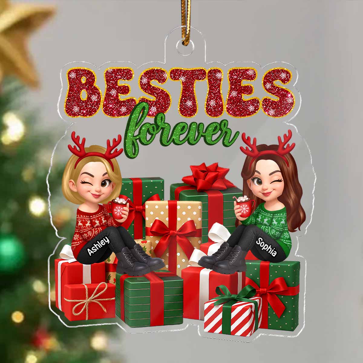 There's No Greater Gift Than Friendship Christmas - Personalized Acrylic Ornament - Gift For Besties
