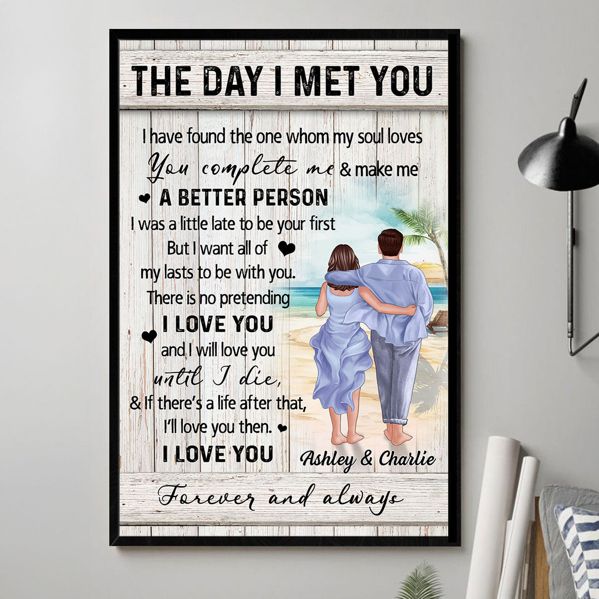Couple Walking On The Beach Personalized Poster, Heartfelt Gift For Couple, For Him, For Her, Boyfriend, Girlfriend, Husband, Wife