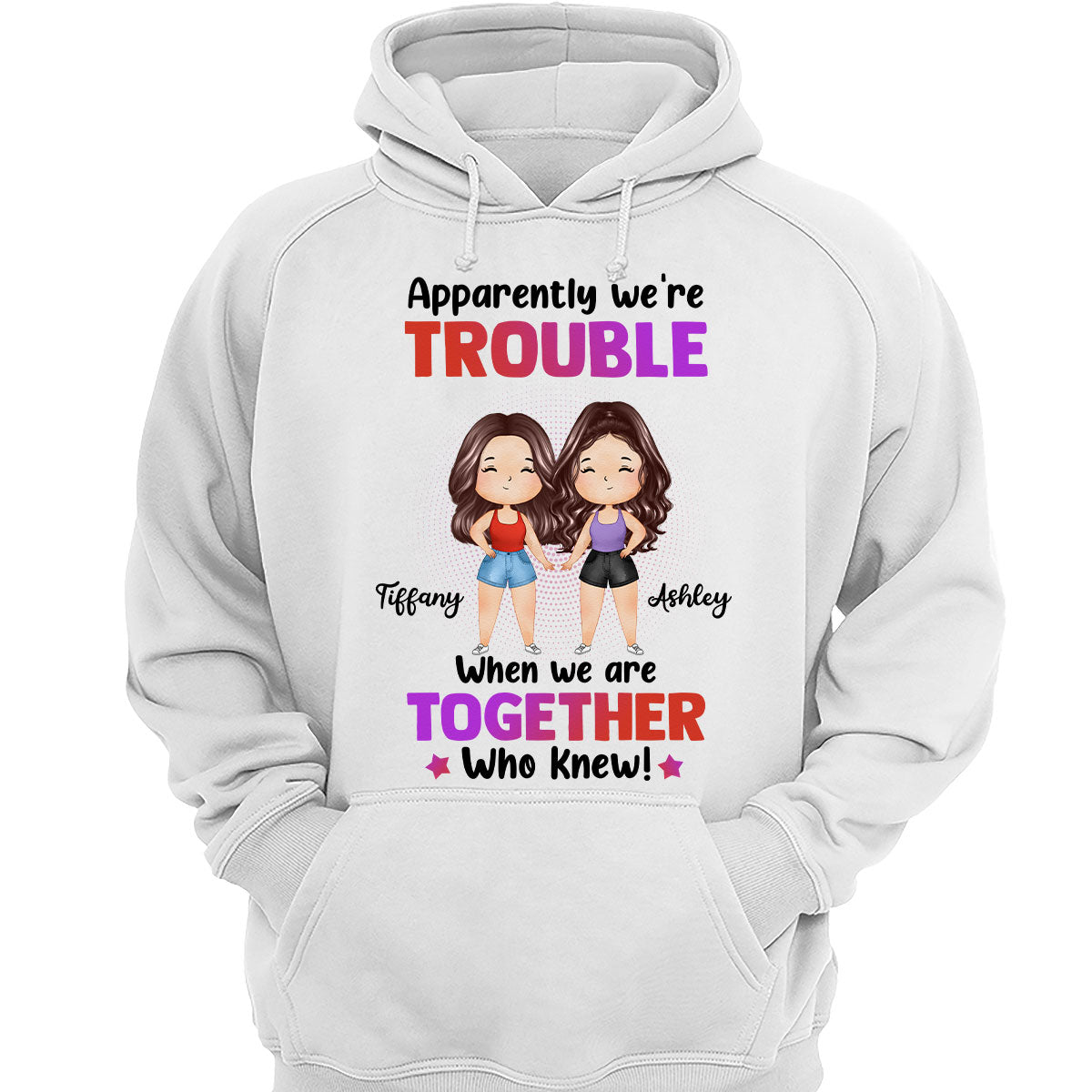 Trouble Besties Best Friends Watercolor Personalized Shirt