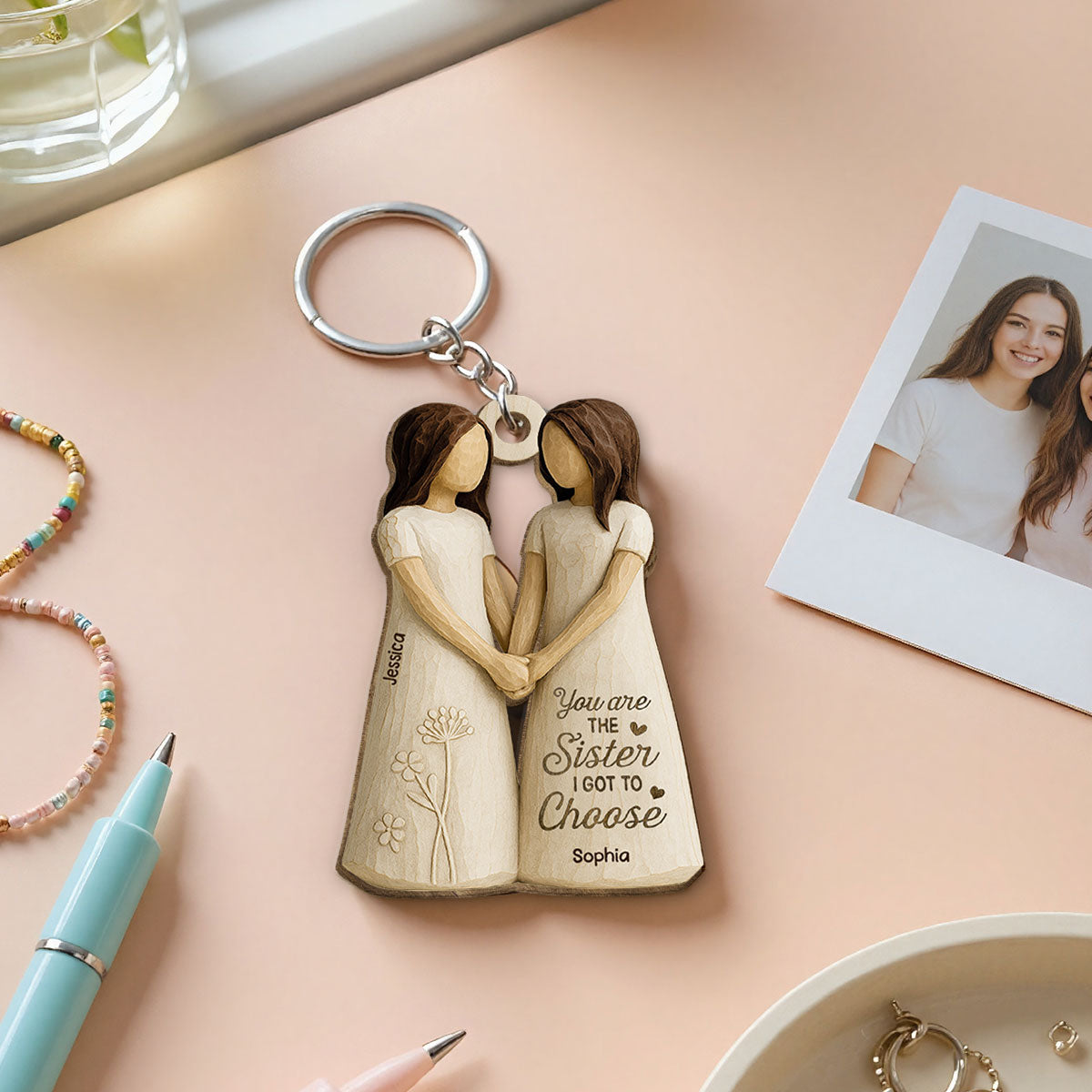 You Are The Sister I Got To Choose Personalized Wooden Keychain, Birthday Gift Friendship Gift for Besties, Best Friends