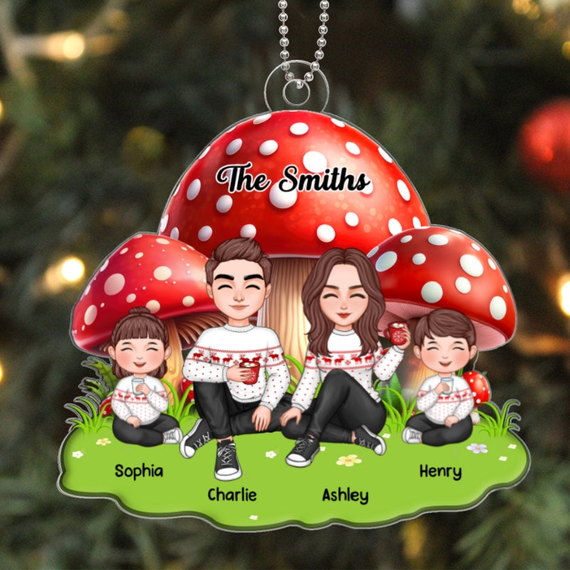 Mushroom Family Christmas Personalized Acrylic Ornament