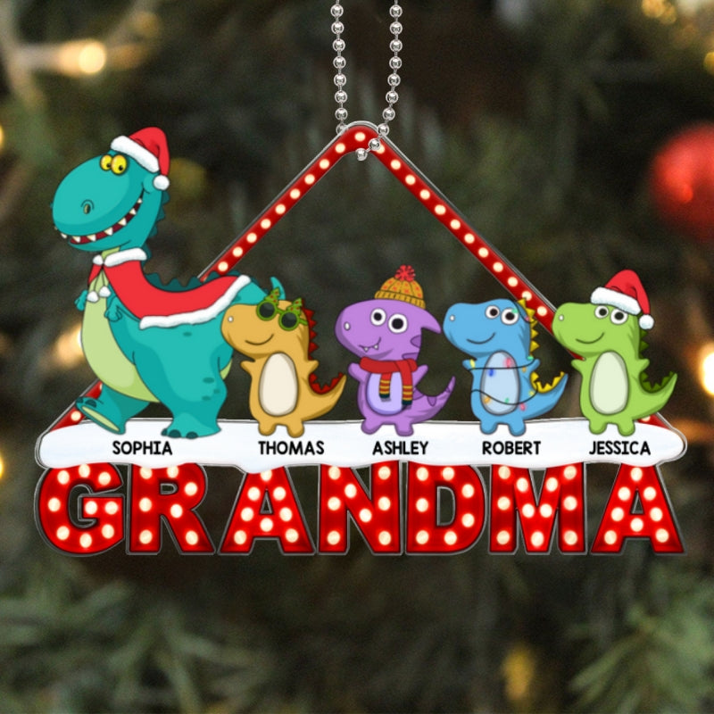 Grandmasaurus Grandma And Grandkids Personalized Acrylic Ornament