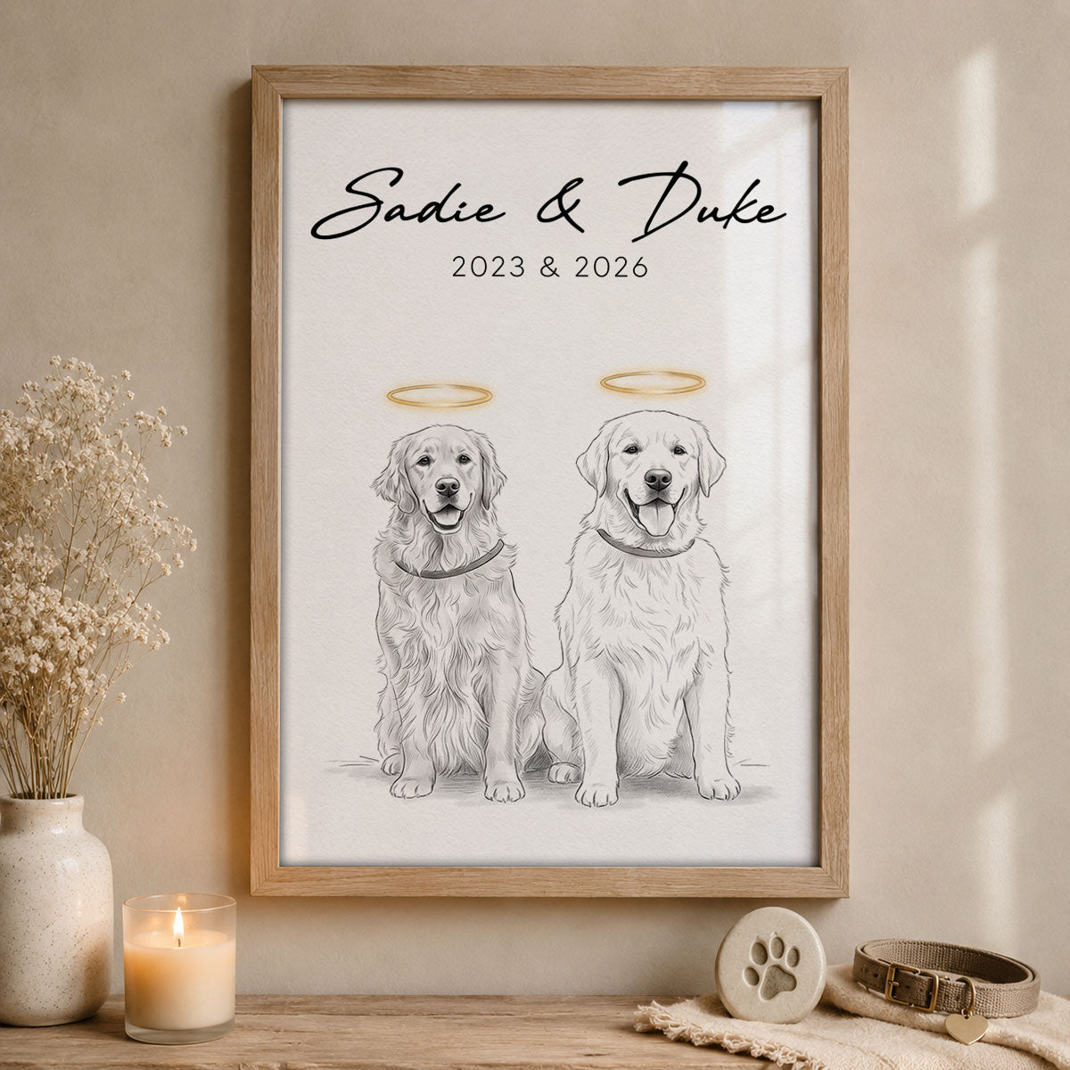 Custom Pet Memorial Portrait - Personalized Poster - Pet Loss Gift, Dog Cat Remembrance