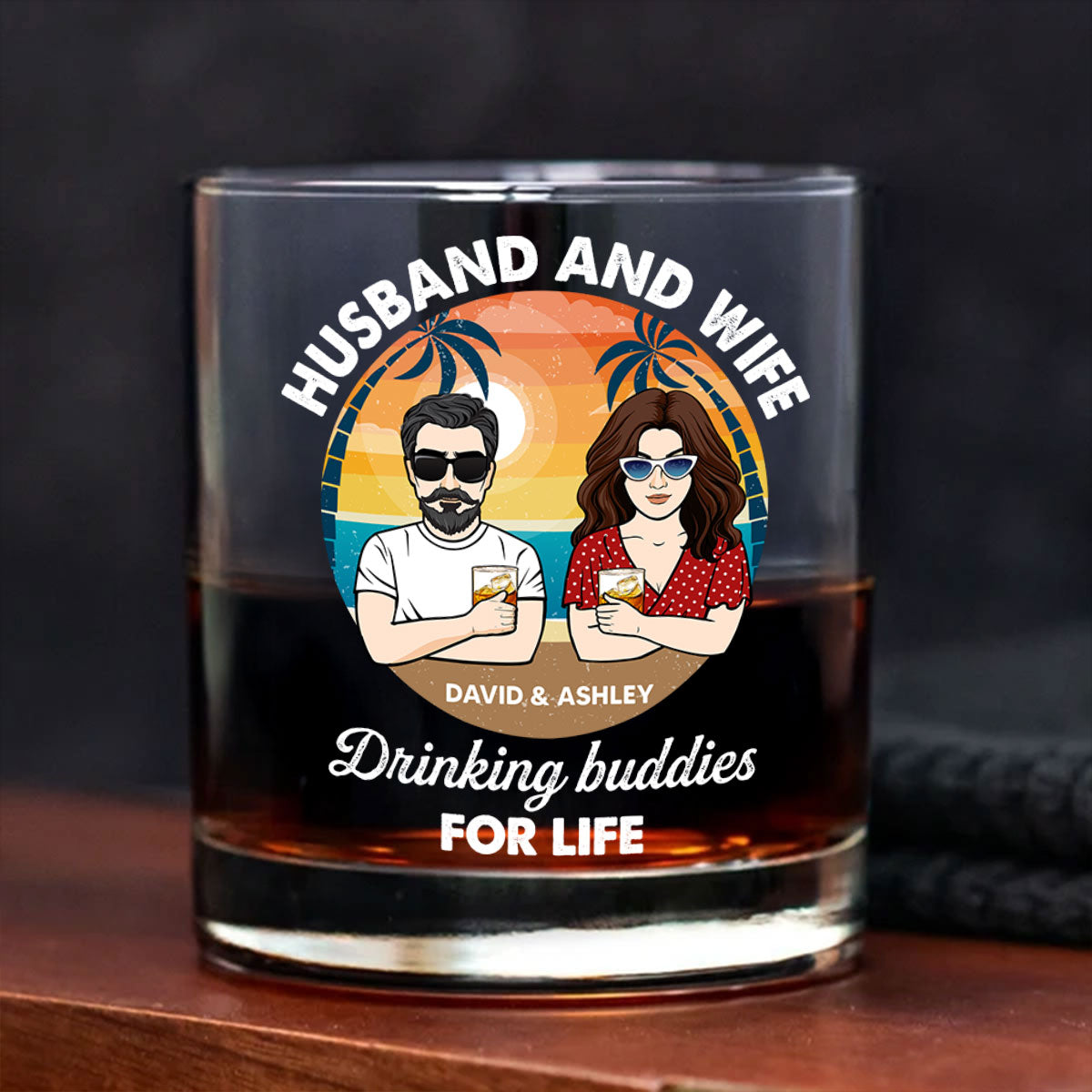 Husband And Wife Drinking Buddies for Life Personalized Wine Glass, Gift for him, Gift for her