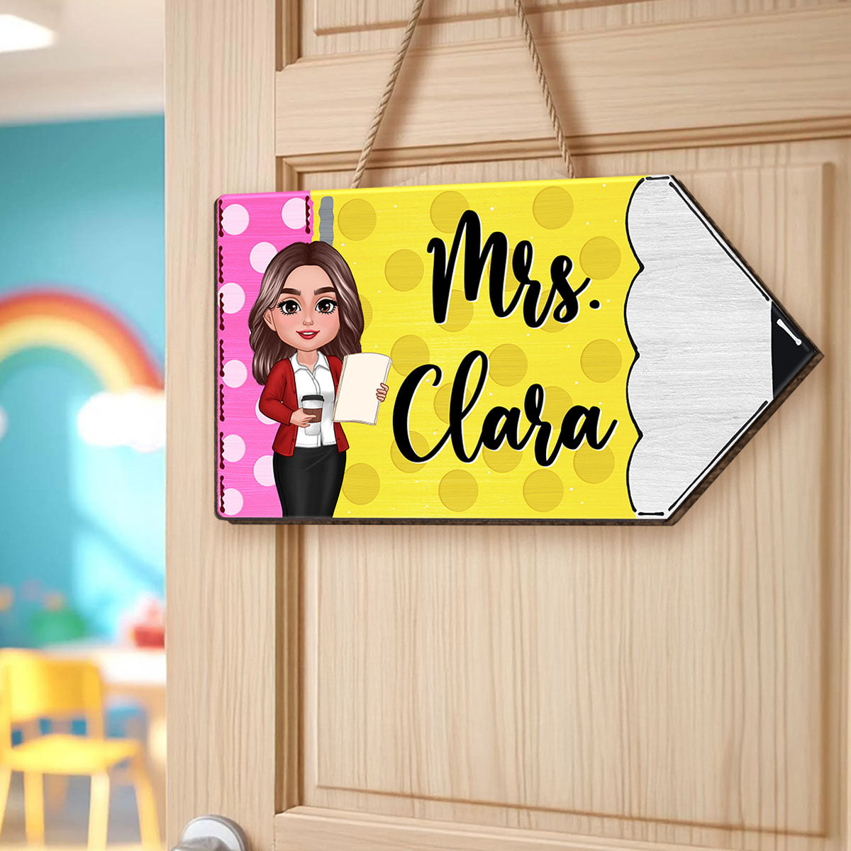 Teacher Pencil Personalized Wood Sign