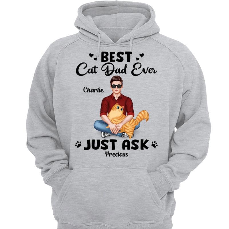 Best Cat Dad Man Sitting With Cat Personalized Shirt