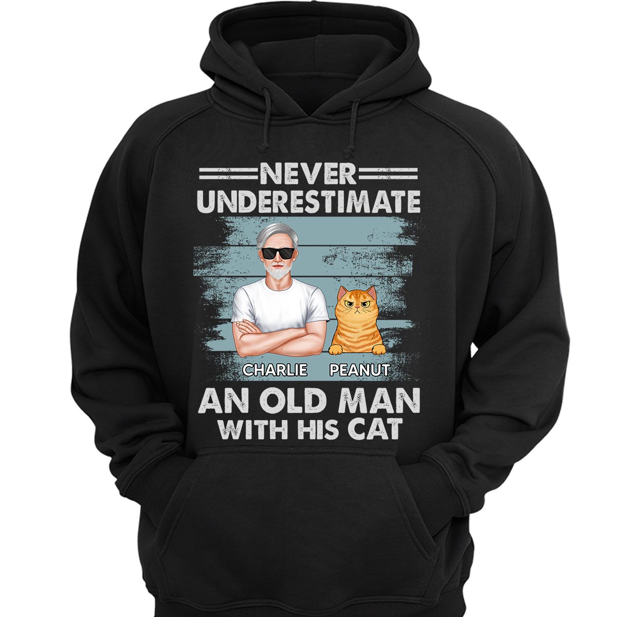 Never Underestimate An Old Man With His Cats Drizzle Personalized Shirt
