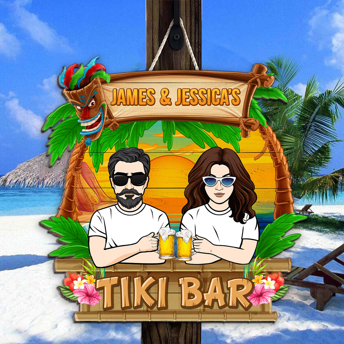 Tiki Bar Summer Gift Personalized Wood Sign