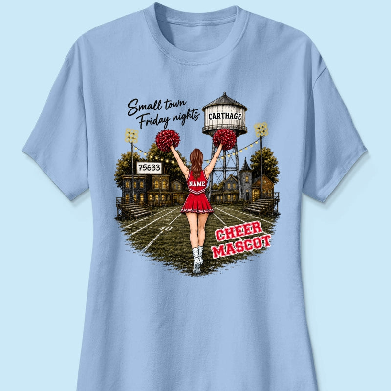 Custom Town Name & Zip Code Cheerleader - Personalized Shirt - Hometown Spirit, Big Dreams Football